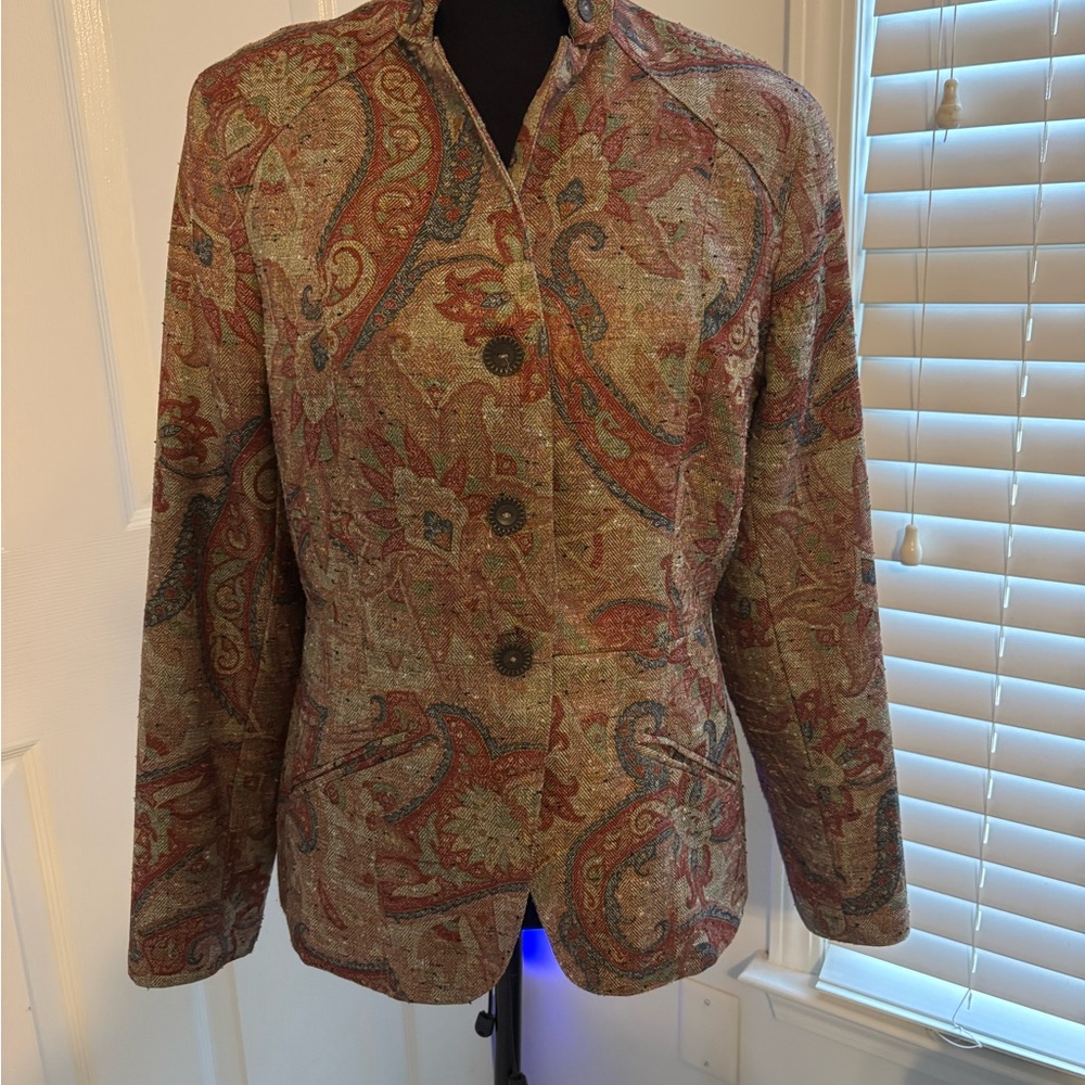 Coldwater Creek Boho Tapestry Blazer in Earth Tones